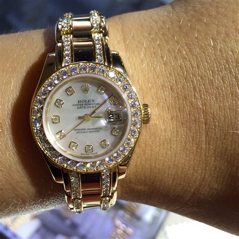 womans rolex diamonds|Rolex female with diamonds.